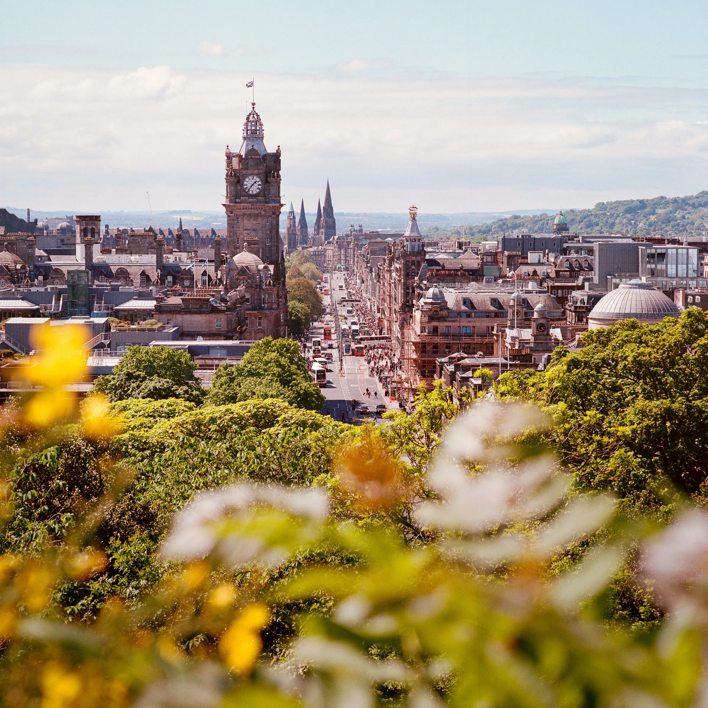 The Balmoral clock tower and Princes Street seen from Calton Hill