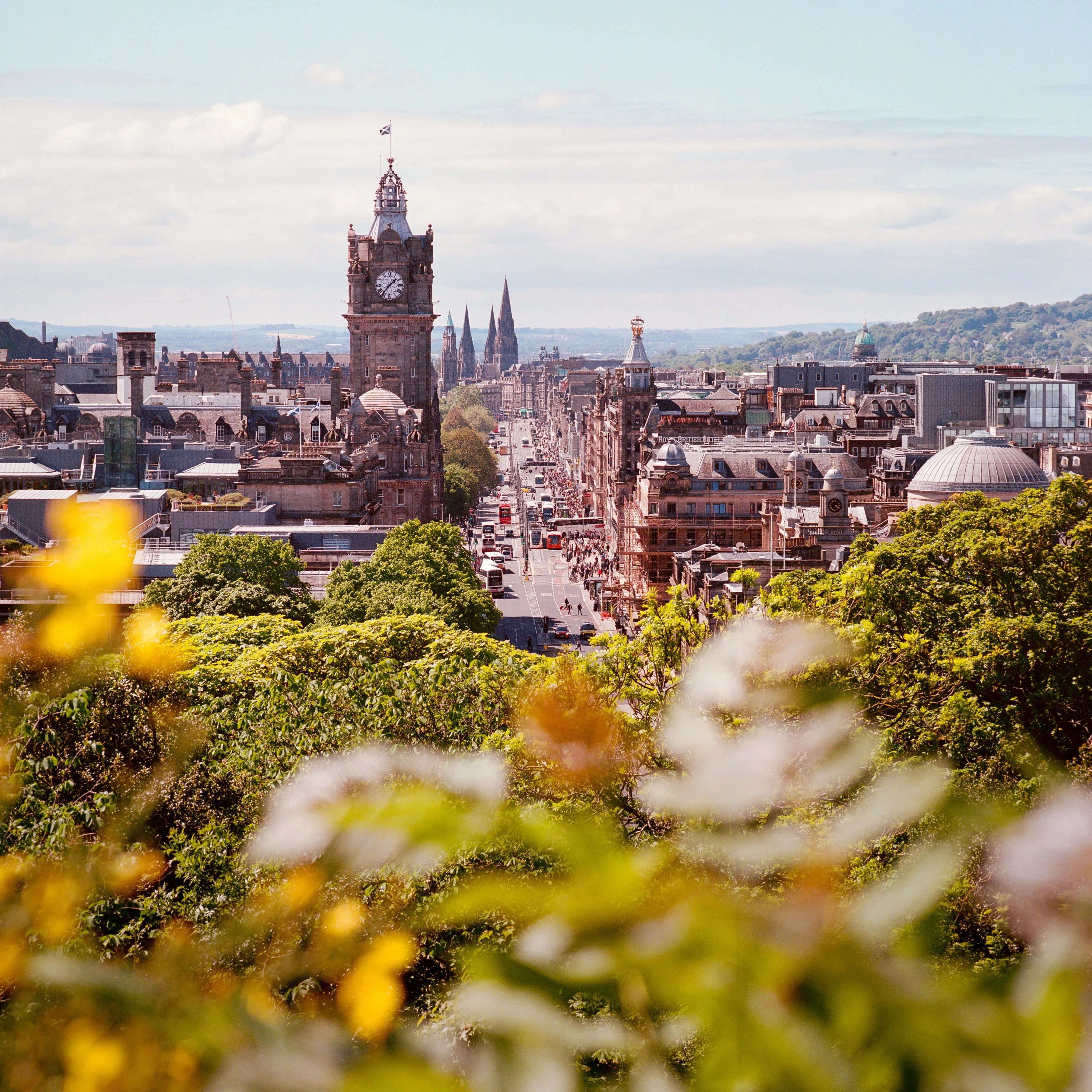 The Balmoral clock tower and Princes Street seen from Calton Hill